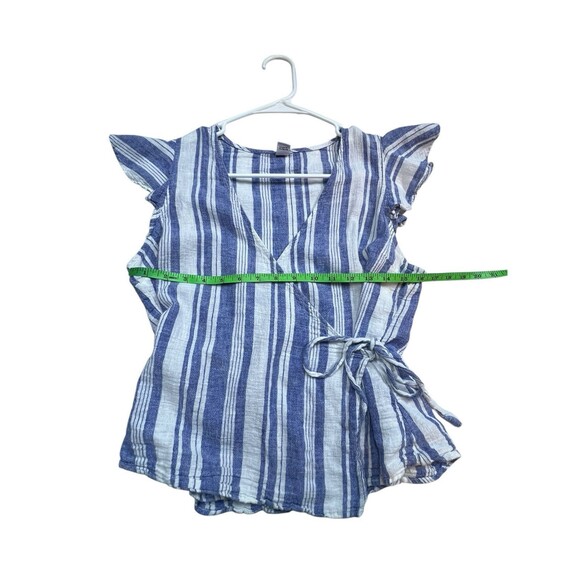 Old Navy Women's Blue and White Tie Blouse Y2K Size M - Picture 4 of 10